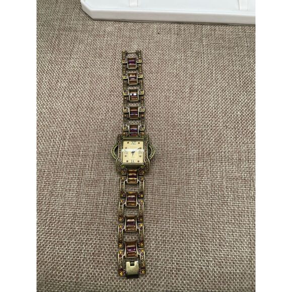 Heidi Daus Crystal Embellished Bracelet Watch – Amethyst Baguettes - Picture 2 of 8